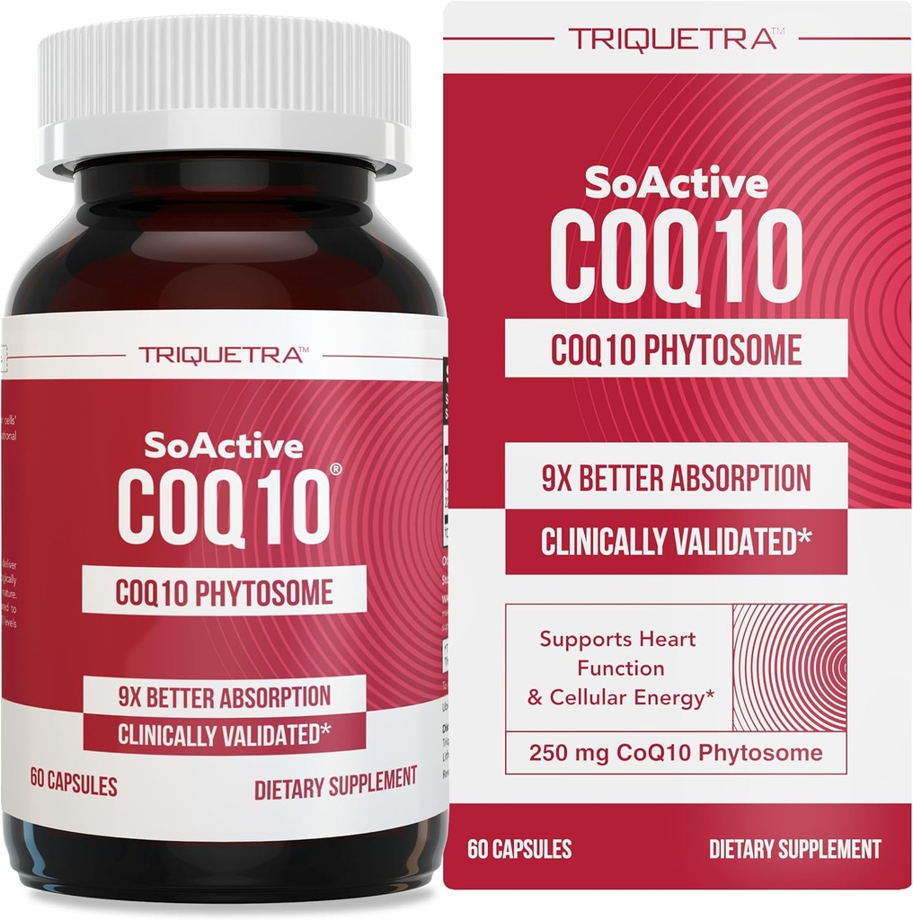 SoActive CoQ10® 250 mg: Fitooma CoQ10 con hasta 9X Absorción Superior - Entrega Celular Provenida - Soportes Producción Celular de Energía (60 cápsulas)