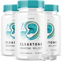 (3 Pack) Píldoras Cleartone - Fórmula Oficial - Cleartone Tinnitus Píldoras de soporte para Audición, Píldoras de tono claro Alivio de Audición Máxima Fuerza Fórmula Clear Tone Advanced Vitamin Supplement (180 cápsulas)