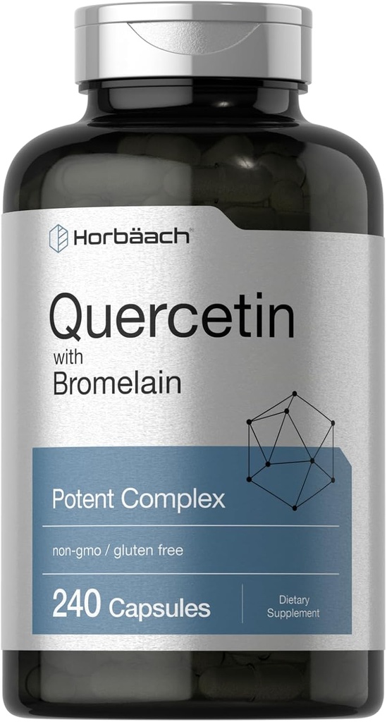 Horbäach Quercetin with Bromelain Supplement TEN 240 Capsules ← Non-GMO y Gluten Free