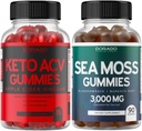 Keto ACV Gummies (90 Conde) para la pérdida de peso Fórmula avanzada y el mar irlandés Moss (90 Cuenta) con Bladderwrack for Energy &amp; Immune Support - Vegan Safe - Non-GMO &amp; Made in USA - 90 Gummies