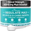 Regular MAX Myo-Inositol & D-Chiro Inositol Suplemento Polvo para Mujeres con Vitamina D &amp; Folate PCOS Apoyo nutricional, Equilibrio hormonal &amp; Apoyo Fertilidad, Desarrollado 60 Actuaciones