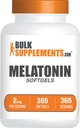 BulkSupplements.com Melatonin Softgels - Melatonin Supplement, Sleep Aids for Adults - Gluten Free, 1 Softgel per Serving (2mg), 365 Conde (Pack of 1)