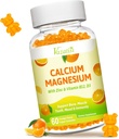Calcio Magnesio Zinc Gummies con vitamina D3 y K2, Gran Absorción Magnesio Glycinate Potasio para Immune y Calm Mood, Vegan Orange Flavor 60 Gummies