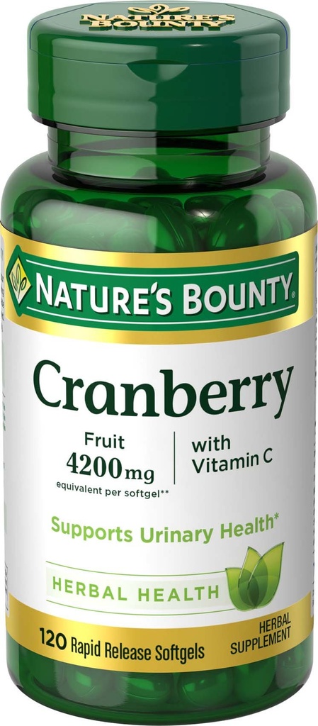 La recompensa de la naturaleza Cranberry Fruit Softgels 4200mg más Vitamina C, 100 cuentan