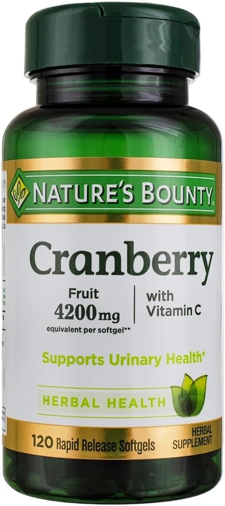 La recompensa de la naturaleza Cranberry Fruit Softgels 4200mg más Vitamina C, 100 cuentan