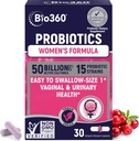 Bio360 Probiotics for Women Vaginigal Health - Supports pH Balance, Vaginal, Urinary, & Digestive Health - 50 Billion CFU & 15 Unique Strains for Healthy Vaginal Odor & Vaginal Flora - Shelf Stable