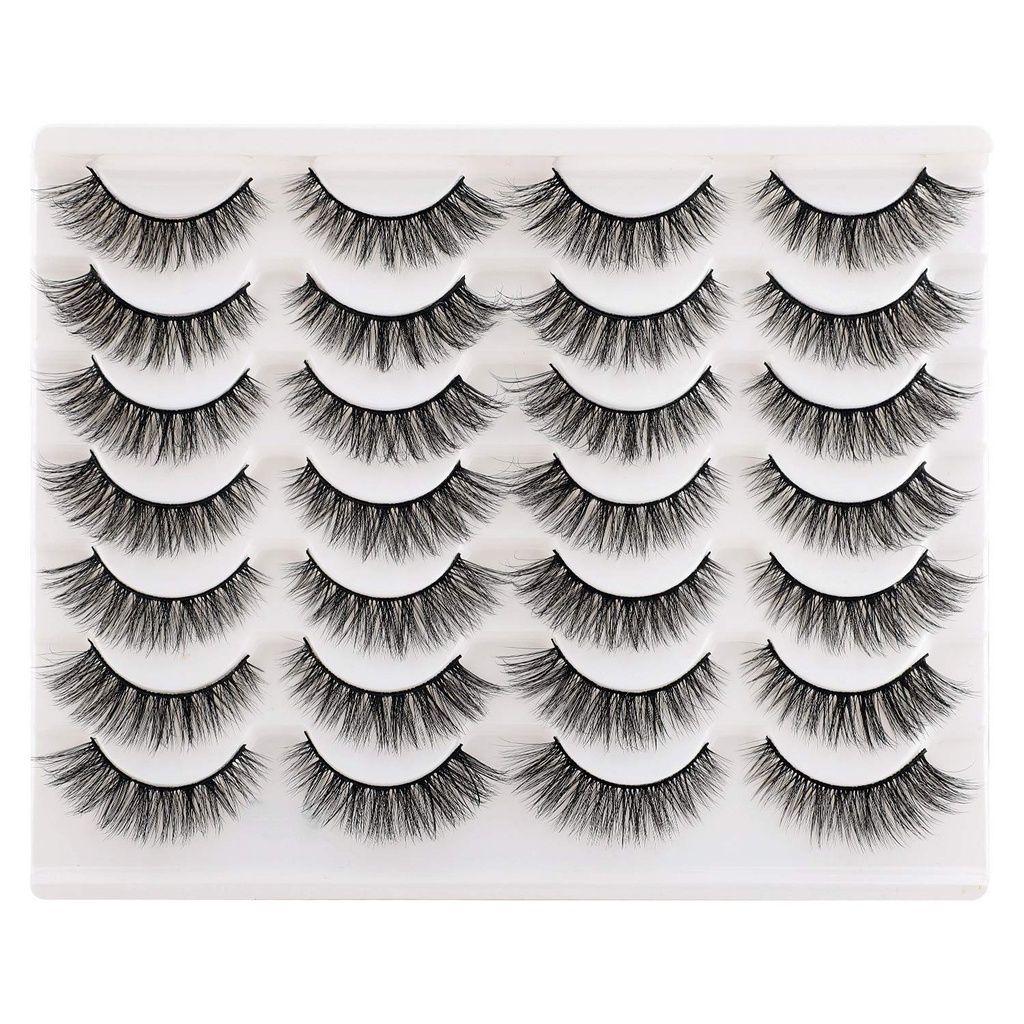 Nuevamente pestañas Falsos Ojos Cat Ojos Wispy Natural Faux Mink Lashes 14 Parejas Pack Light Volume Short Fake Eye Lashes Multipack