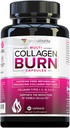 Multi Collagen Burn: Péptidos de proteína hidrolizada multi-tipo con ácido hialurónico, vitamina C, muestras de SOD B, tipos I, II, III, V y X, libres de cafeína (capítulos de sabor)