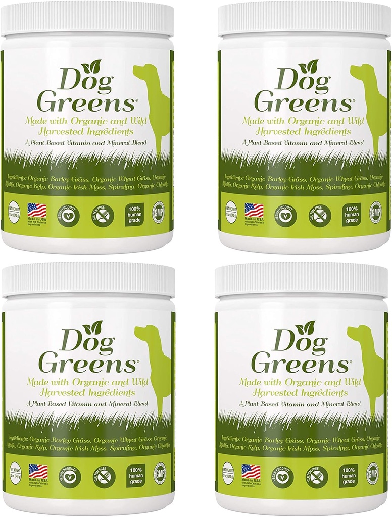 Suplemento orgánico de base vegetal para la piel, la carne, la enfermedad digestiva en perros (12 oz); Natural, Holístico y Vet Aprobado, Add to Dog Food, Homemade Dog Food, Raw Dog Food, Vegan, 4 Pack