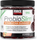 Factor de fuerza ProbioSlim Kombucha Gummies for Digestive Health, Probiotics for Women and Probiotics for Men Made with 5 Billion CFUs, Kombucha SCOBY Probiotic Gummies, Peach, 60 Gummies