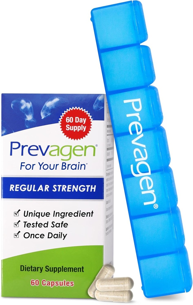 Prevagen Regular Strength - 60 Capsules (2 Month Supply) | Formulated for Your Brain | 10mg of Apoaequorin Plus Vitamin D3 with 7-Day Pill Minder