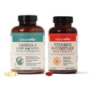 NatureWise 1000mg Omega 3 600mg EPA 400mg DHA con vitamina E 180ct &amp; Complejo de vitamina B para mujeres y hombres 150 Softgels[5-Mes de suministro]