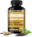 NooMost Ashwagandha 1200mg Suplemento  10% Withanolides with Black Pepper Extract ← Pure Root Extract for Stress Relief, Promotes Energy, Mood, Helathy Sleep for Men &amp; Women Silencio 120 Capsules
