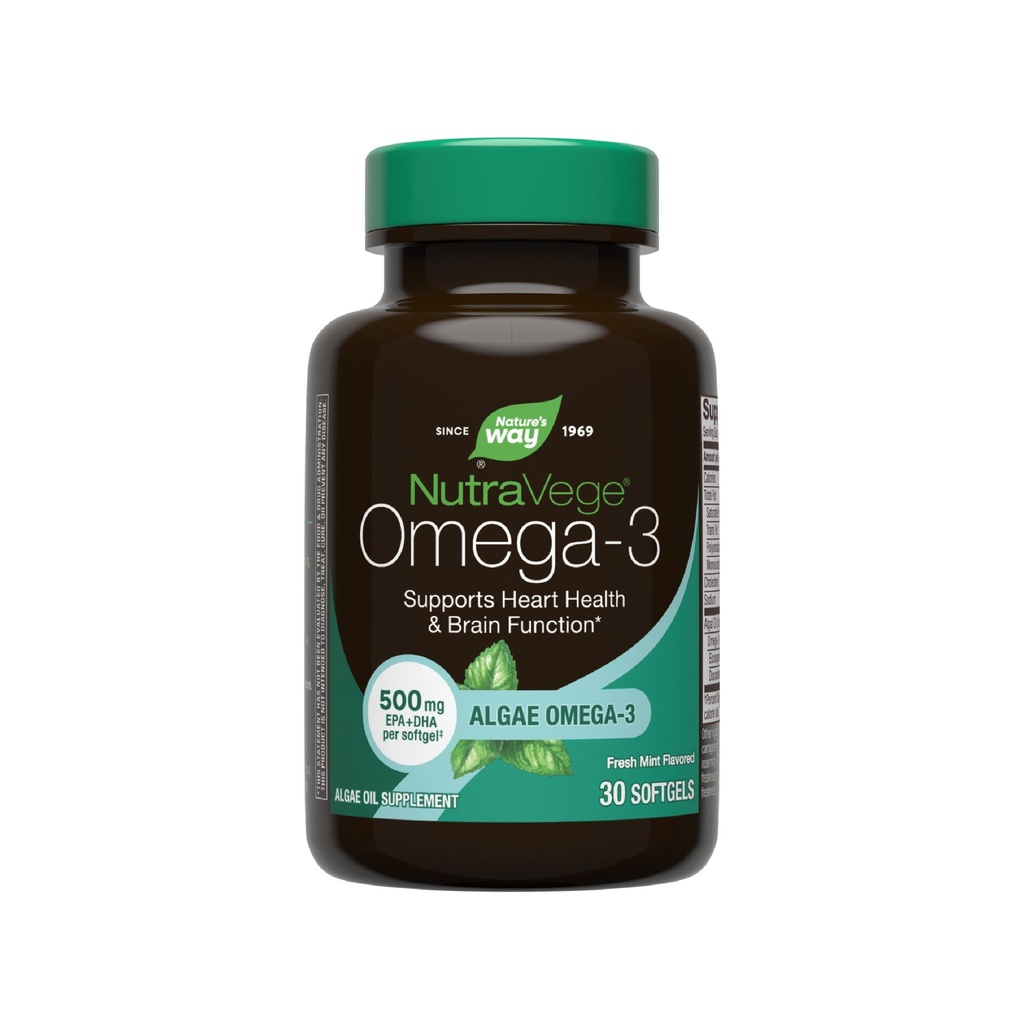 Camino de la Naturaleza NutraVege Planta base Omega-3, Corazón de Salud y Ojo y Función del Cerebro*, 30 Vegan Softgels