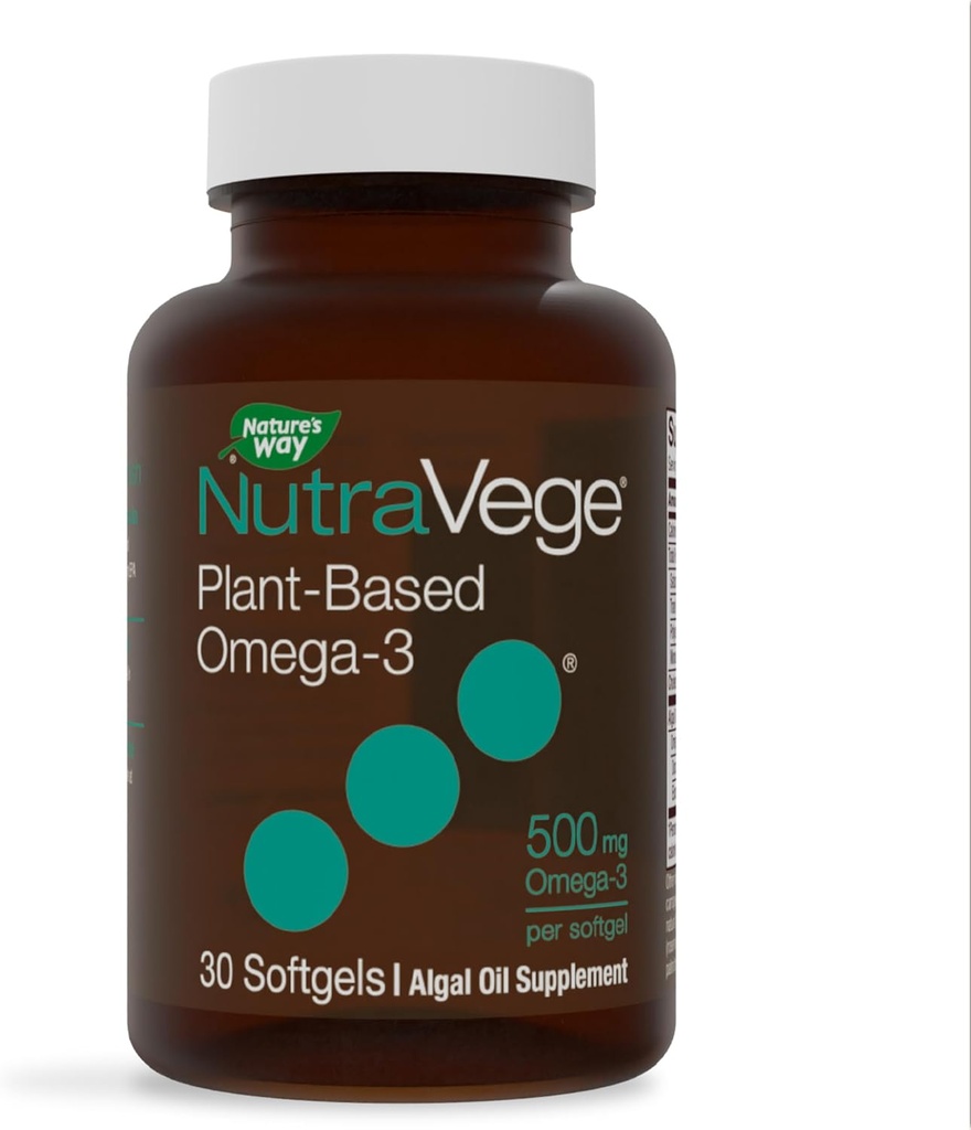 Camino de la Naturaleza NutraVege Planta base Omega-3, Corazón de Salud y Ojo y Función del Cerebro*, 30 Vegan Softgels