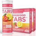 Superfood Tabs Superfoods Company Detox Cleanse Drink - Supplement for Women &amp; Men - Support Healthy Weight, Digestive Health, Cravings & Bloating Relief - Strawberry Lemonade Flavor [60 Tablets]