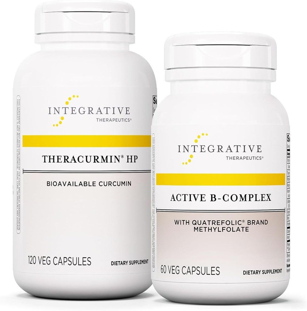 Terapéutica Integrativa Bundle con Active B-Complex, 60 cápsulas " Theracurmin HP, 120 cápsulas - Active B-Complex to Support Energy Metabolism* - Theracurmin That's 27x Más Bioavailable*