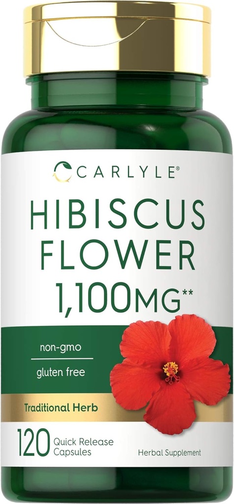Carlyle Hibiscus Flower Extract 1100 mg  120 Capsules  durable Non-GMO, Gluten Free Supplement