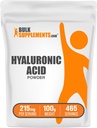 BulkSupplements.com Polvo de ácido hialurónico - como hialuronato de sodio, Suplementos de ácido hialurónico - Grado de alimentos, sin gluten - 215 mg por ser, 100g (3,5 oz) (Pack de 1)