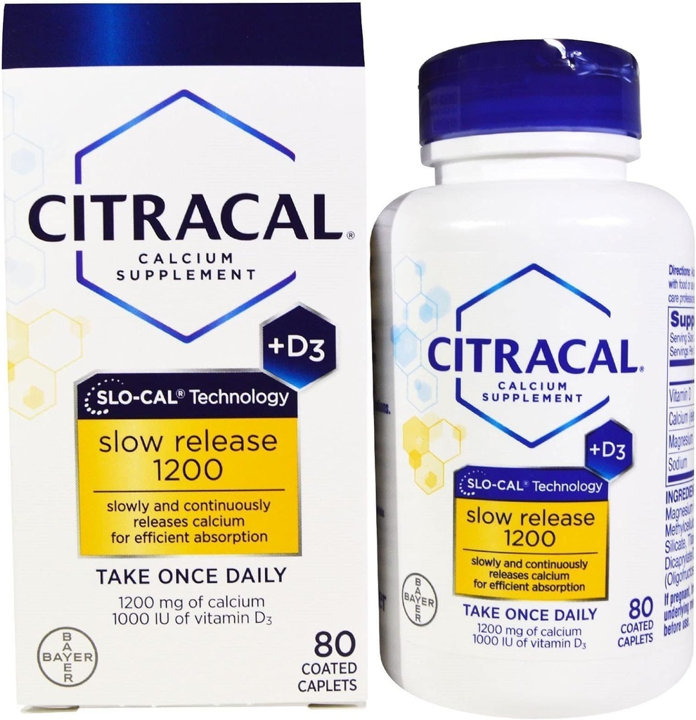 Citracal con Calcio D Slow Release 1200, 80-Count - Comprar Packs y Guardar (Pack of 2)