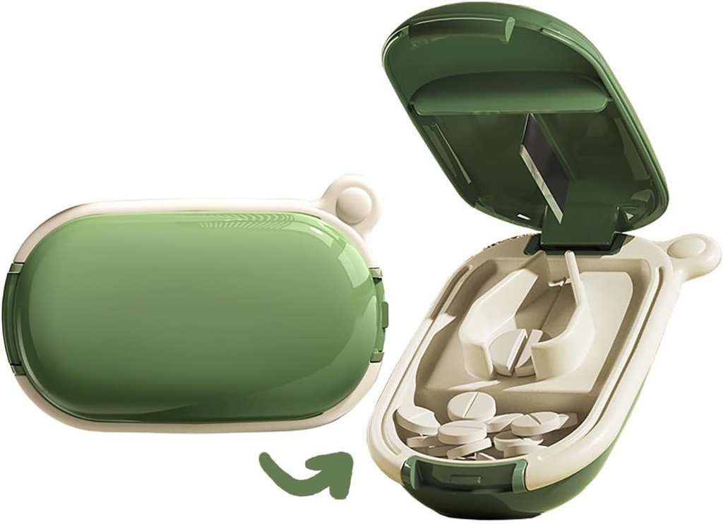 MURRI limitadaMURRDI Divisor de Píldoras pequeñas, Cutter de Medicina Portátil para Pocket o Purse - Vitaminas, Tabletas, Medicamentos (Green)