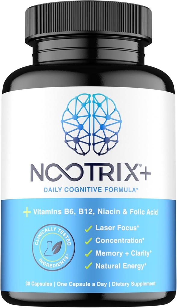 Nootrix Brain Plus Suplemento Nootropic ← Apoya la memoria, el enfoque mental, la salud cognitiva y la energía permanente promueve la función sana del humor y el cerebro  Vitamin B1, Vitamina B6 &amp; Vitamina B12
