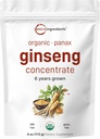 Micro Ingredientes Maximum Strength Organic Korean Ginseng Root 200:1 Powder, 4 Ounce, Red Panax Ginseng Powder, Active Ginsenosides, Vegan Friendly