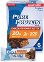 Proteína Pura--High Protein Bar Chocolate Peanut Butter--Protein Bares--20 Gramos de Proteína por Bar--Gluten Free--6-1.76-Ounce Bares
