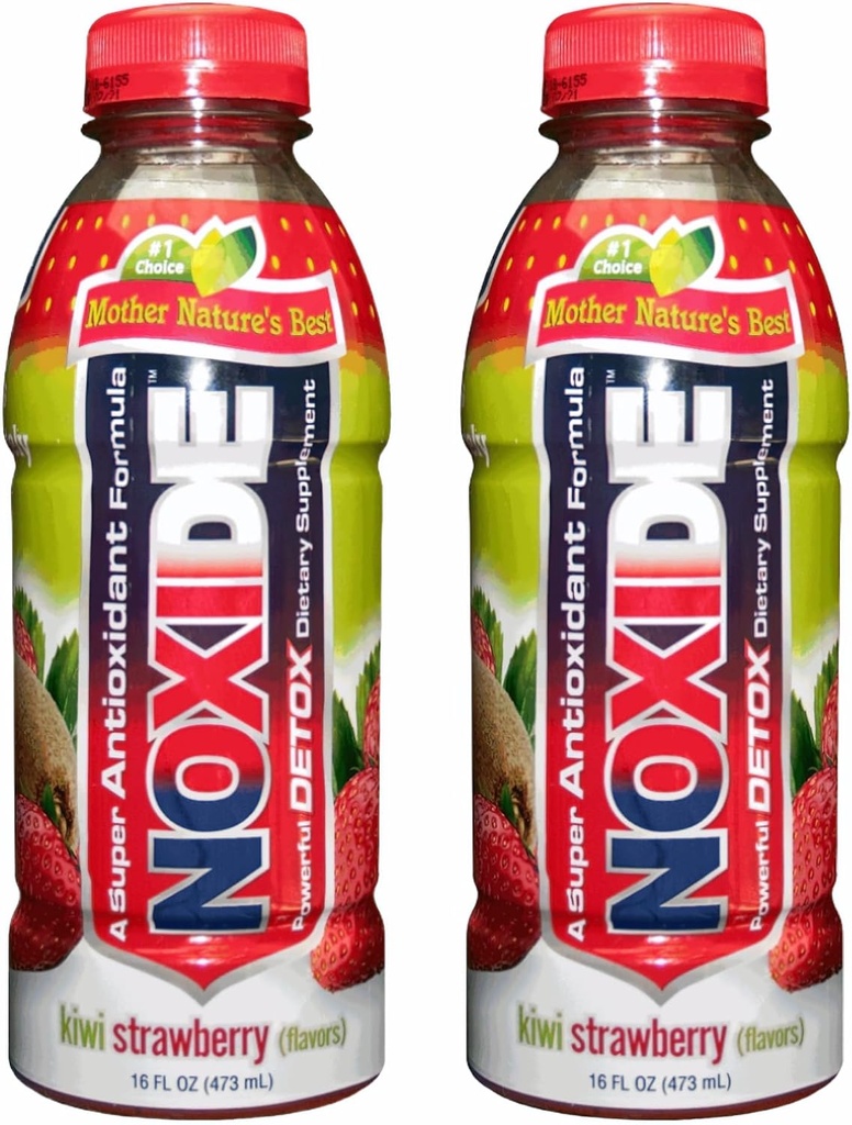 NOXIDE Detox Natural Body New Fórmula with Turmeric Root & Milk Thistle TEN Ayuda a limpiar el hígado TEN Kiwi & Strawberry TEN 16 oz (473 ml)/Bottle TEN 2 Pack