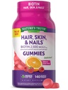 La verdad de la naturaleza Pelo, Esquía y uñas Gummies Silencio con Biotin  140 Conde ← Fruit Flavor ← Vegan, Non-GMO y Gluten Free Vitamin for Hombre and Women