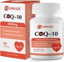 OMOGS CoQ10 400mg Softgels, Coenzyme Q10 High Absorption Supplements Support Heart Health, Cardiovascular Health, Immune System " Cellular Energy Production, Gluten Free, 60 Softgels