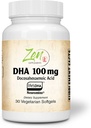 Suplementos Zen - Neuromins DHA 100 Mg - Vegan &amp; Algae Fuente DHA Suplemento Apoya la salud ocular, la salud cardíaca y el bienestar óptimo 30-Vegcaps