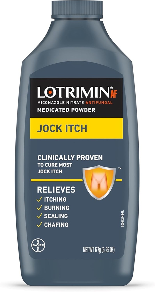 Lotrimin Antifungal Jock Itch Medicated Powder with Miconazole Nitrate, Jock Itch Treatment for Hombre, Women, and Kids Over the Age of 2, 6.25 oz Bottle