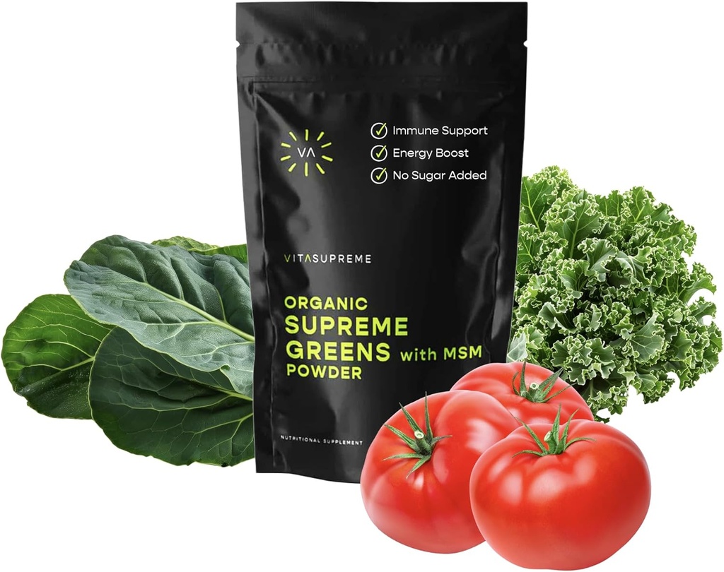 Ecológico Superfood Greens Powder con MSM, para Gut Health, Digestion, Immune Support, Energy, and More (Sugar Free, Non-GMO, Keto, Vegan), 60 Servings, 30 Day Supply