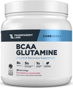 Laboratorios transparentes Glutamina BCAA - 8000 Mg de BCAA Polvo con L Glutamina para la recuperación posterior del entrenamiento, crecimiento muscular, " Mayor resistencia - 30 servidumbres, limonada de fresa