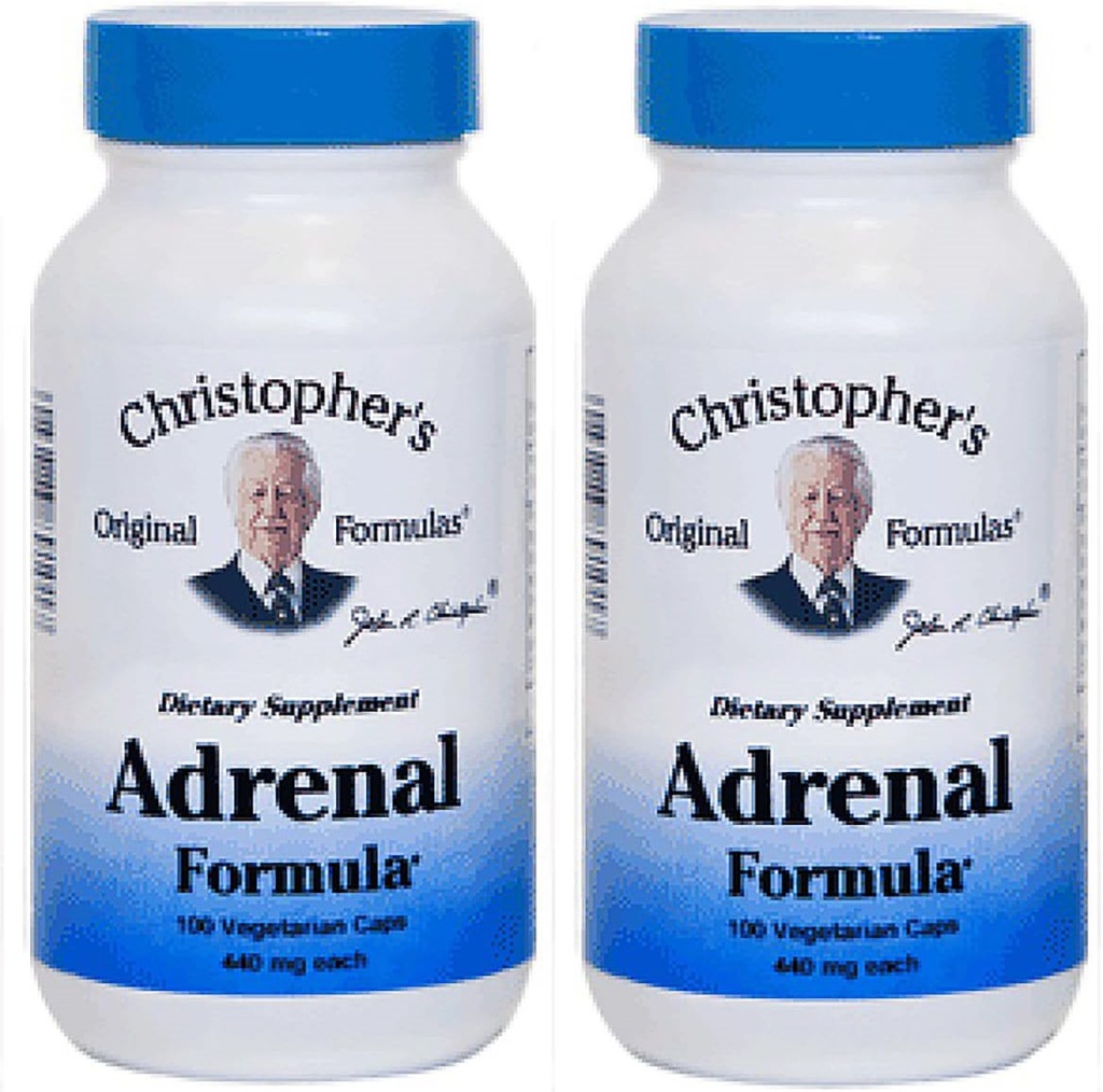 Fórmula original de Christopher Fórmula Adrenal para soporte de estrés - Complementos de soporte de Adrenal - Gerente de cortisol natural - Pack de 2