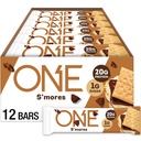 ONE Protein Bares, Smores, Gluten Gratis con 20g Protein y 1g Azúcar, Pantry Staples, 2.12 oz (12 Conde), Packaging May Vary