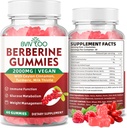 Premium Berberine Gummies, 2000mg High Potency Berberine HCI Supplement, Plus Ceylon Cinnamon, Milk Thistle for Women &amp; Men, Immune System & Metabolism Support - 60 Gummies