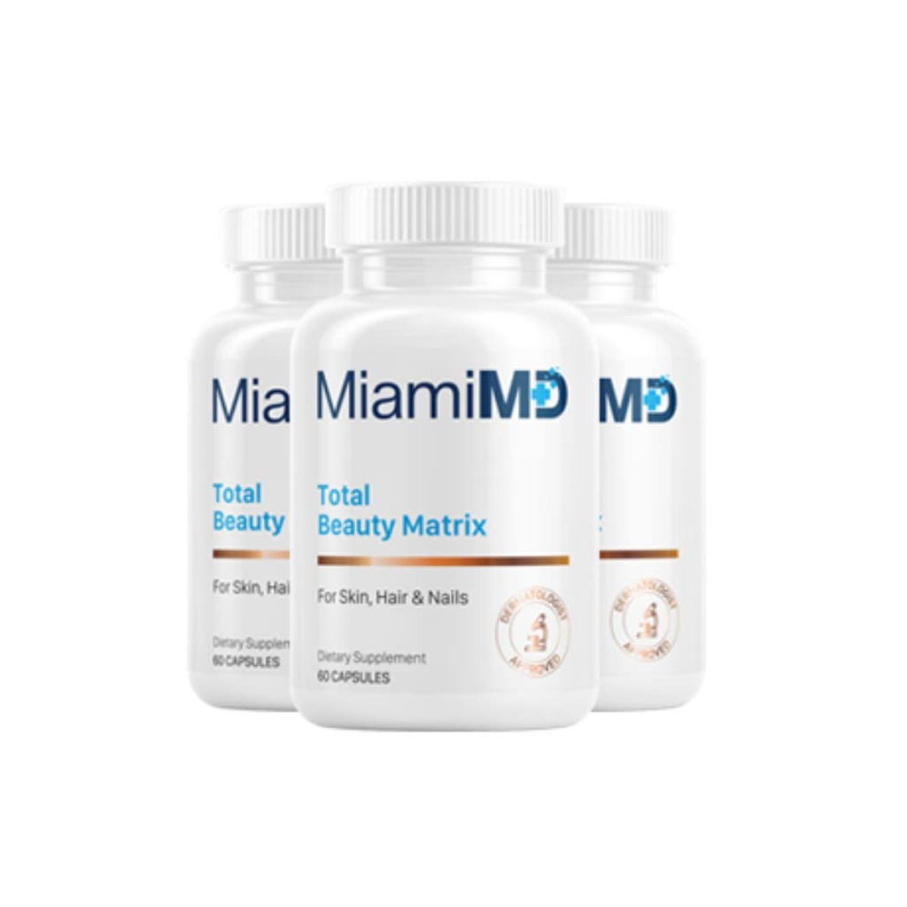 MiamiMD Total Beauty Matrix Collagen Supplements for Women - Collagen Capsules with Vitamin C for Hair, Skin and Nails - Cruelty Free - 60 cápsulas