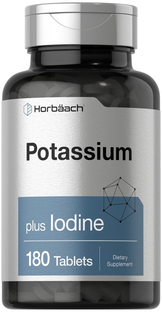 Horbäach Potassium Chloride Suplemento Silencio Plus Iodine TEN 180 Tablets Vegetarian ← Non-GMO y Gluten Free