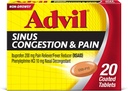 Advil Sinus Congestion and Pain, Sinus Relief Medicine, Pain Reliever and Fever Reducer with Ibuprofen and Phenylephrine HCl - 20 Coated Tablets