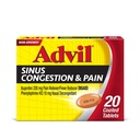 Advil Sinus Congestion and Pain, Sinus Relief Medicine, Pain Reliever and Fever Reducer with Ibuprofen and Phenylephrine HCl - 20 Coated Tablets