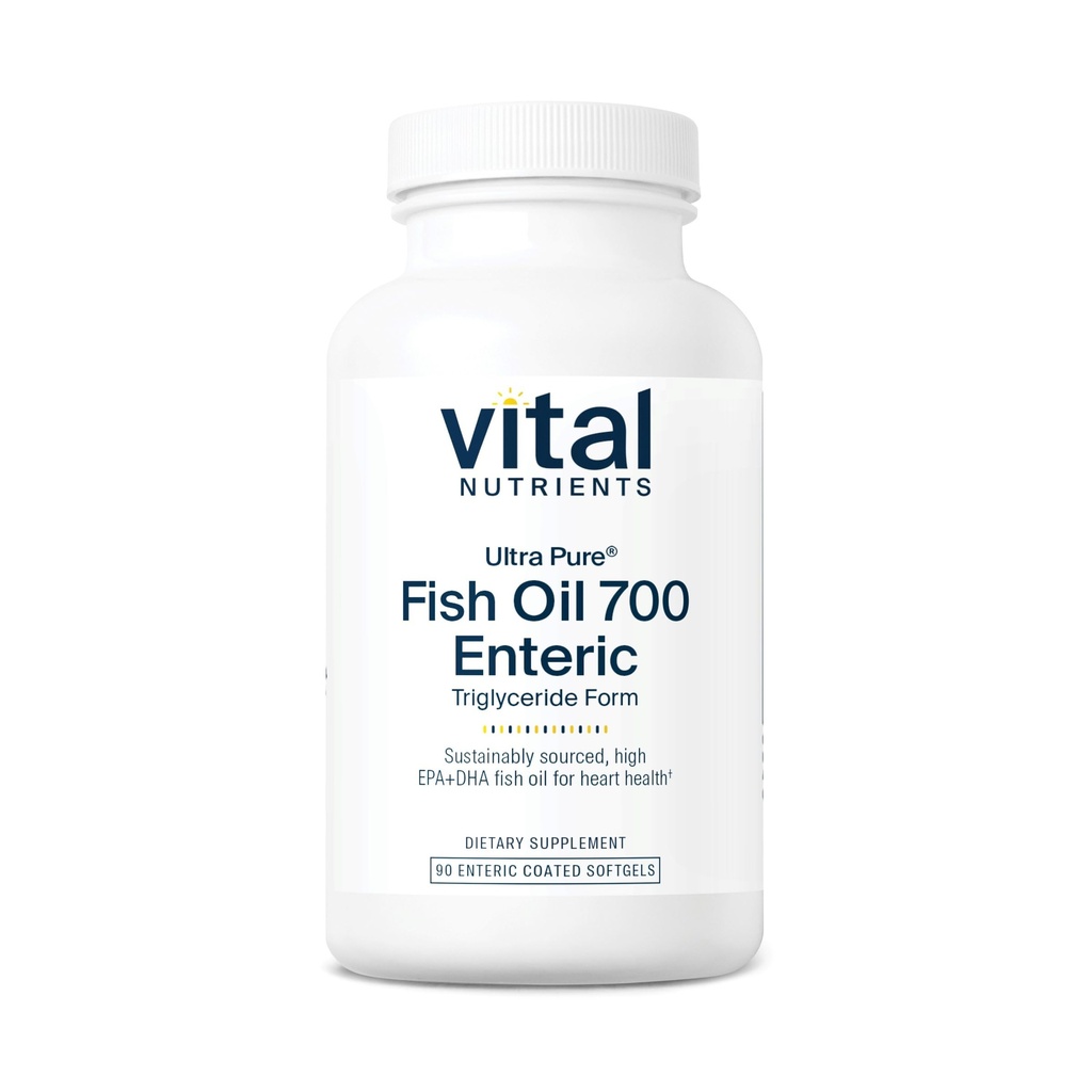 Vital Nutrients Ultra Pure® Fish Oil 700 Enteric Coated peru Heart, Brain, Immune Health* ← Sosteniblemente Fuented High EPA & DHA Omega-3 Fatty Acid ← Vanilla Flavor  Gluten, Dairy, Soy Free ← 90 Count