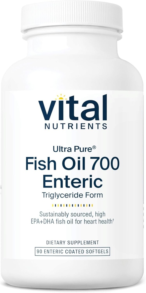 Vital Nutrients Ultra Pure® Fish Oil 700 Enteric Coated peru Heart, Brain, Immune Health* ← Sosteniblemente Fuented High EPA & DHA Omega-3 Fatty Acid ← Vanilla Flavor  Gluten, Dairy, Soy Free ← 90 Count
