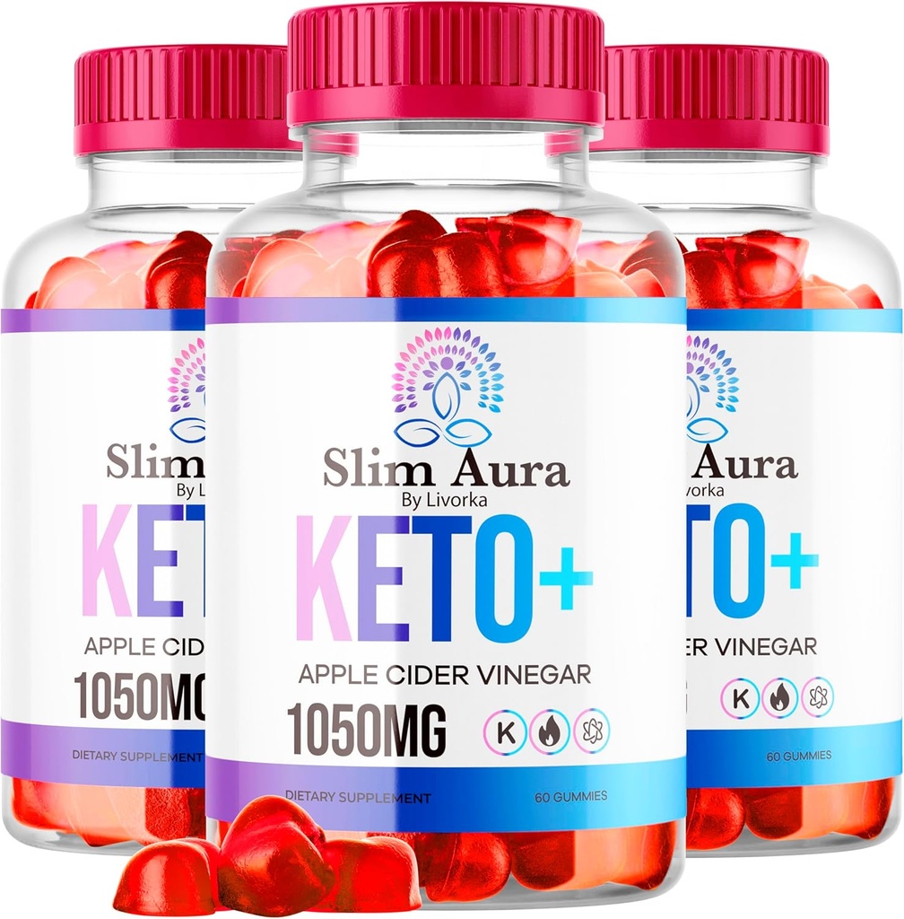 (3 Pack) Slim Aura Keto ACV Gummies - Official Slim Aura Keto Plus Apple Cider Vinegar 1050MG Advanced Formula Gummys, All Natural Premium Formula, Slimaura Gomitas Reseñas, 300 Gummies para 5 meses