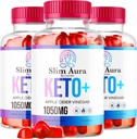(3 Pack) Slim Aura Keto ACV Gummies - Official Slim Aura Keto Plus Apple Cider Vinegar 1050MG Advanced Formula Gummys, All Natural Premium Formula, Slimaura Gomitas Reseñas, 300 Gummies para 5 meses