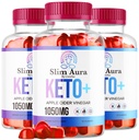 (3 Pack) Slim Aura Keto ACV Gummies - Official Slim Aura Keto Plus Apple Cider Vinegar 1050MG Advanced Formula Gummys, All Natural Premium Formula, Slimaura Gomitas Reviews, 300 Gummies for 5 Months