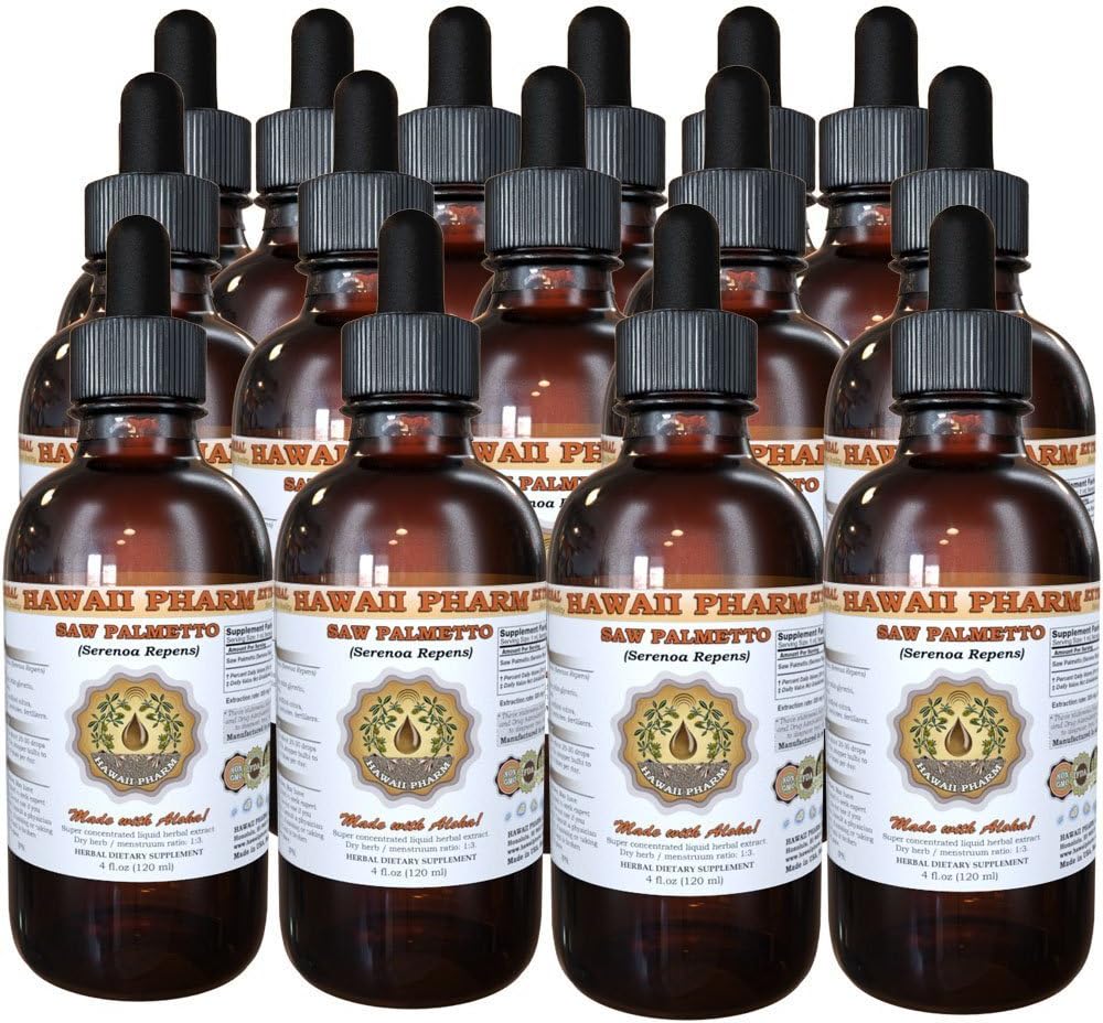 Saw Palmetto Liquid Extract, Organic Saw Palmetto (Serenoa Repens) Tintura, Herbal Suplemento, Hawaii Pharm, Made in USA, 15x4 fl.oz