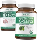 Mar Irlandés Moss " Ecológicos Super Verdes (2-Mes) Moss & Verdes Combo - Seamoss Orgánicos Irlandeses - Raw Vegan Superfood (120 Caps) " Ecológicos Verdes Polvo con 28 Frutas " Verduras (120 Caps)