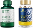 Primer Código CoQ10 250 mg con glinato de magnesio y vitamina E, cápsulas de cáscara de plislio con citrato de magnesio y vitamina C